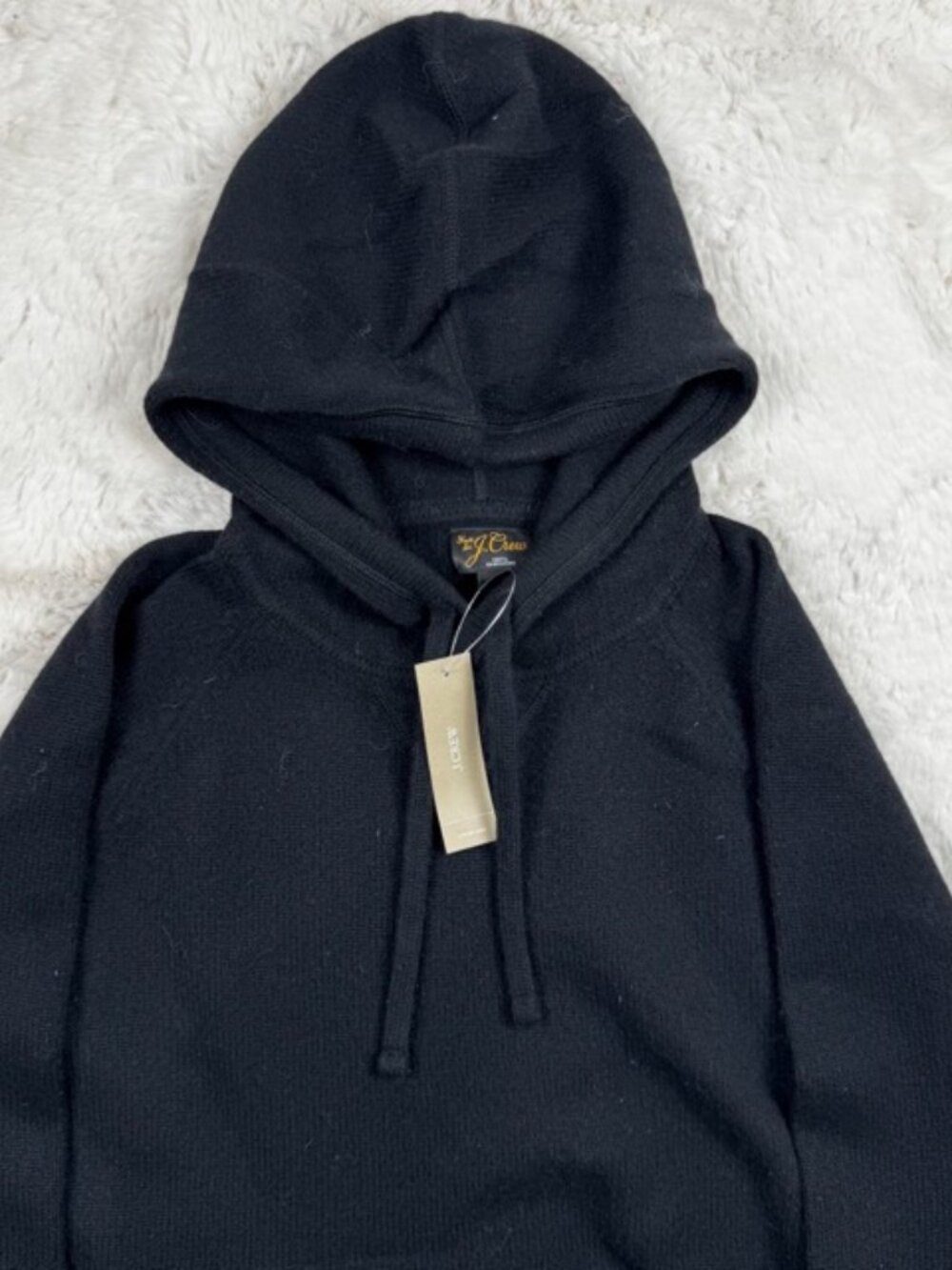 J.Crew Men's Cashmere Fine Knit Raglan Sleeve Hoodie Sweater Black Small NWT NEW